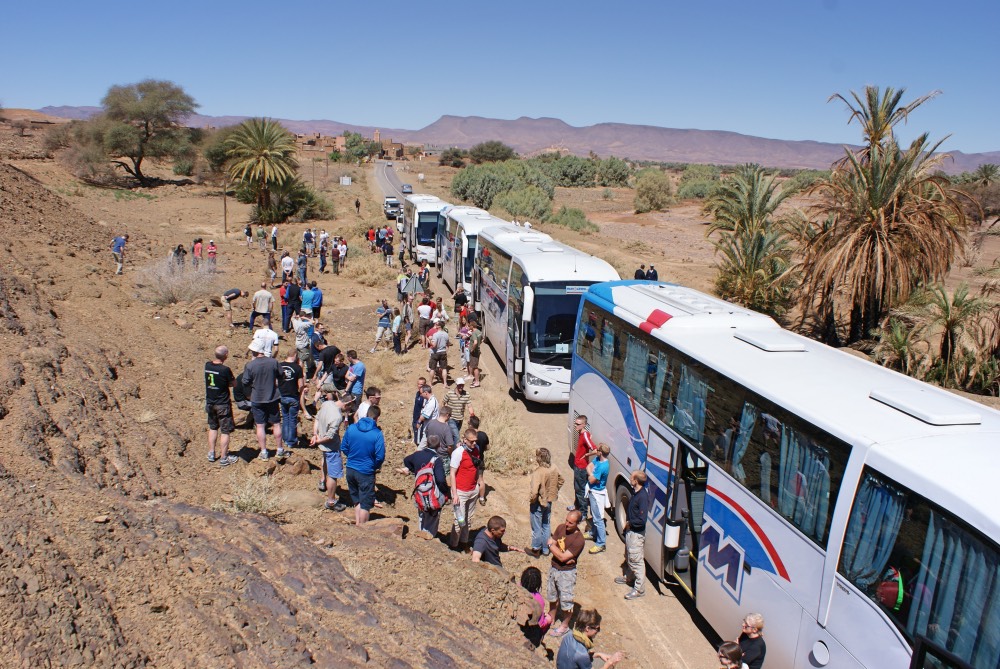 Travel to Marathon des Sables Camp Bivouac by bus